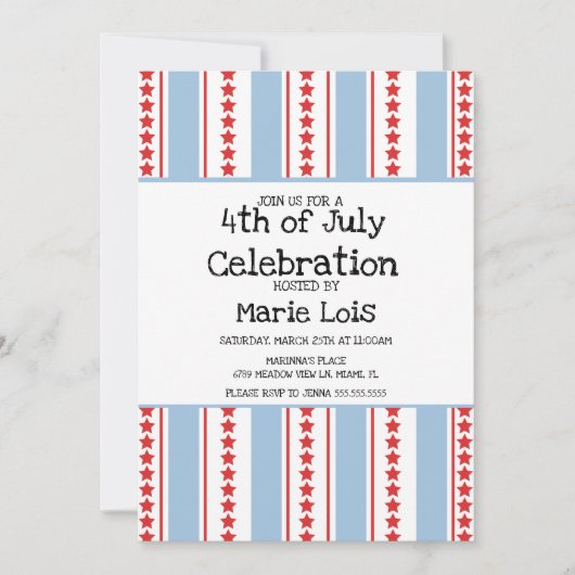 Stripes 4 juli Groot Saarblauw Kaart (Voorkant)