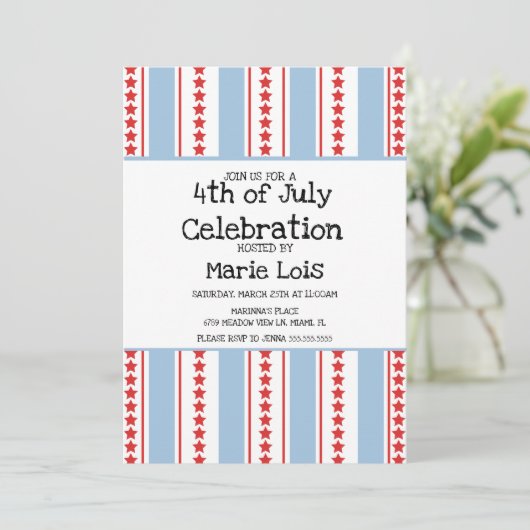 Stripes 4 juli Groot Saarblauw Kaart (Staand voorkant)