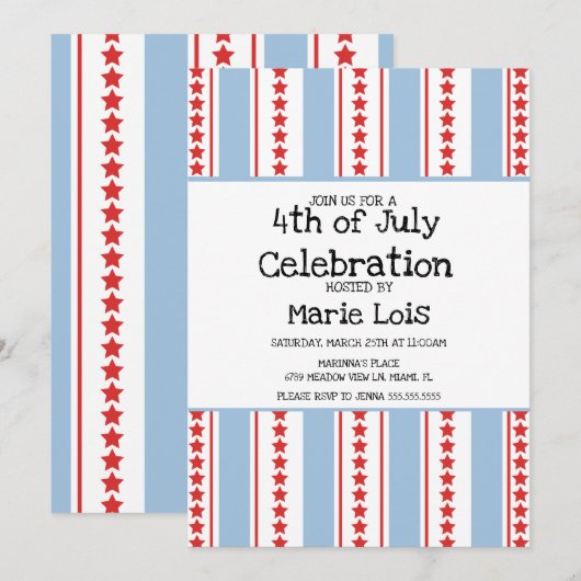 Stripes 4 juli Groot Saarblauw Kaart (Voorkant / Achterkant)