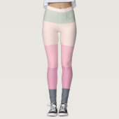 Stripes, 5 kleuren grijs roze groen, aangepast mon leggings (Voorkant)