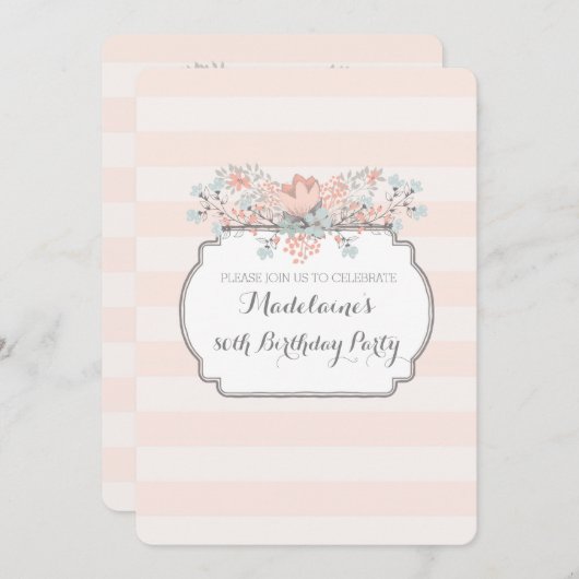  Stripes 80e verjaardag van uitnodigingen (Voorkant / Achterkant)