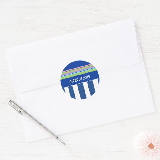 Stripes Afstuderen Jaar Ronde Sticker (Envelop)