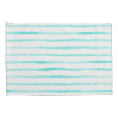 Stripes Alive Turquoise Blue Watercolor Pillowcase Kussensloop (Achterkant-Rechts)