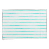 Stripes Alive Turquoise Blue Watercolor Pillowcase Kussensloop (Voorkant-Rechts)