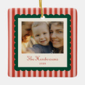 Stripes and Scallops Holiday Photo Keramisch Ornament (Voorkant)