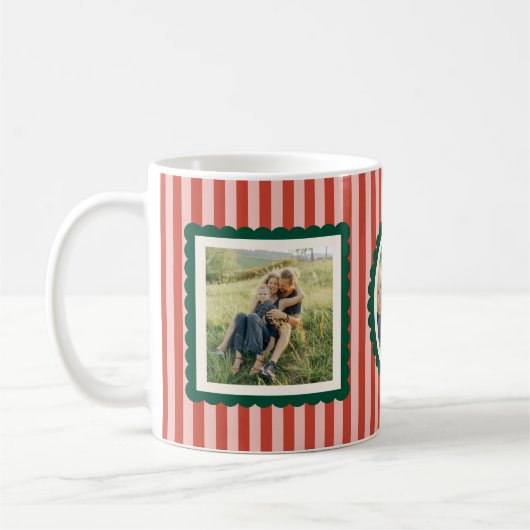 Stripes and Scallops Holiday Photo Mug Koffiemok (Links)