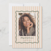 Stripes and Wavy Frame Graduation Card with Photo Kaart (Voorkant)