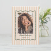 Stripes and Wavy Frame Graduation Card with Photo Kaart (Staand voorkant)