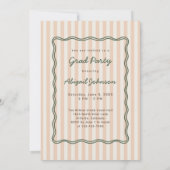 Stripes and Wavy Frame Graduation Card with Photo Kaart (Achterkant)