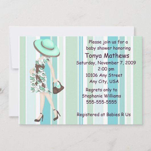 Stripes Baby shower Invitation (CA) Kaart (Voorkant)