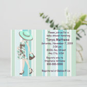 Stripes Baby shower Invitation (CA) Kaart (Staand voorkant)
