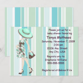 Stripes Baby shower Invitation (CA) Kaart (Voorkant / Achterkant)