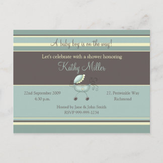 Stripes Baby shower Invitation (Jongen) Uitnodiging Briefkaart