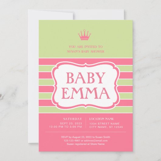 Stripes Baby shower Invitation Kaart (Voorkant)