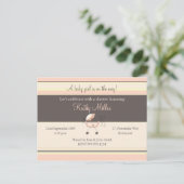Stripes Baby shower Uitnodiging (Meisje) (Staand voorkant)