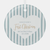 Stripes Baby's Eerste Kerstgeboorte Stats Heart Glas Ornament (Voorkant)