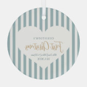 Stripes Baby's Eerste Kerstgeboorte Stats Heart Glas Ornament (Achterkant)