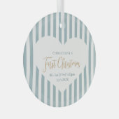 Stripes Baby's Eerste Kerstgeboorte Stats Heart Glas Ornament (Voorkant Rechts)