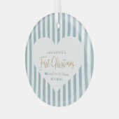 Stripes Baby's Eerste Kerstgeboorte Stats Heart Glas Ornament (Voorkant links)