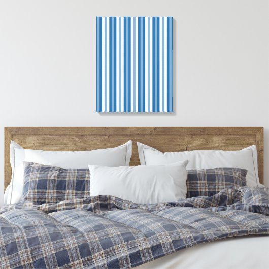 Stripes Background Blue en White Canvas Afdruk (Insitu (Slaapkamer))