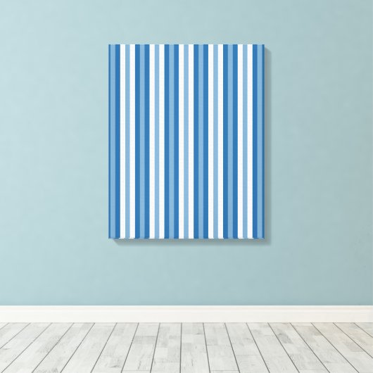 Stripes Background Blue en White Canvas Afdruk (Insitu (Houten vloer))