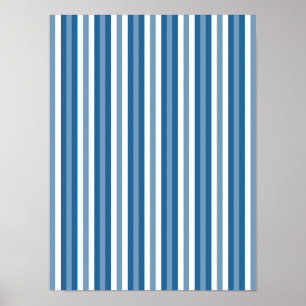 Stripes Background Blue en White Poster