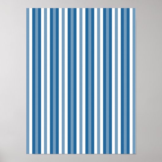 Stripes Background Blue en White Poster (Voorkant)