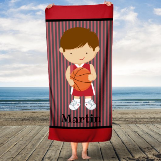 Stripes Basketball Boys Kinder Aangepast handdoek