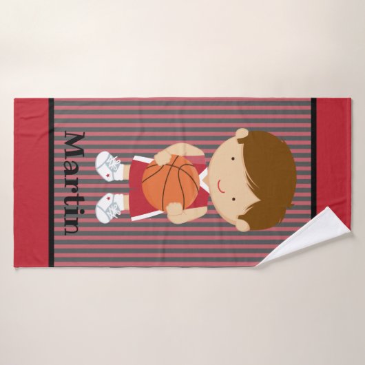 Stripes Basketball Boys Kinder Aangepast handdoek (Badhanddoek)