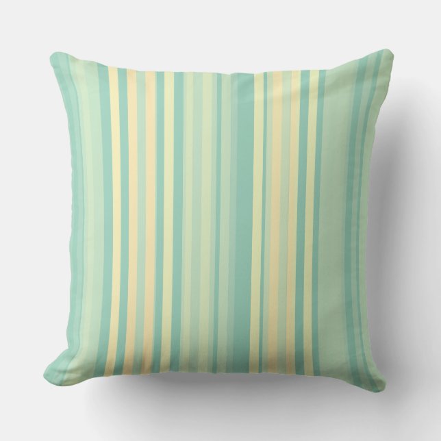 Stripes Beachy Blues en Tarwe Blends Kussen (Voorkant)