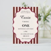 Stripes Birthday Invitation Personalized Card Bedankkaart (Staand voorkant)