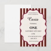 Stripes Birthday Invitation Personalized Card Bedankkaart (Voorkant / Achterkant)