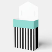 Stripes Black en White Ribbon Blue Wedding Gift Bedankdoosjes (Geopend)