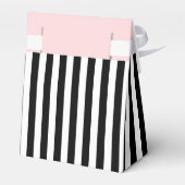 Stripes Black en White Ribbon Pink Wedding Gift Bedankdoosjes (Achterkant)