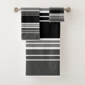 Stripes Black, Grays, White Bad Handdoek (Insitu)