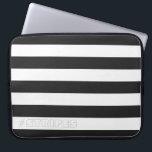 STRIPES Black op elke kleur Laptop Sleeve<br><div class="desc">Horizontale strepen tegen wit,  die kunnen worden verkleurd. Speel met achtergrondkleuren met creëer nieuwe effecten!</div>