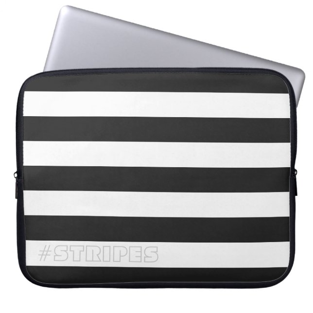 STRIPES Black op elke kleur Laptop Sleeve (Voorkant)