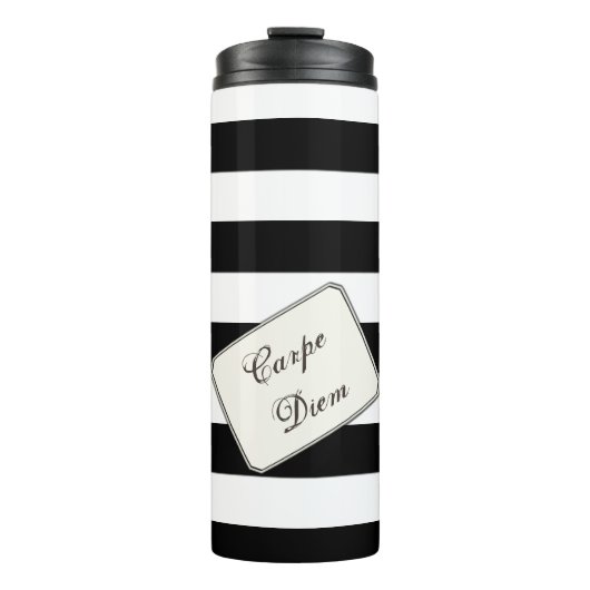 Stripes Black op elke kleur Tekst Thermosbeker (Voorkant)