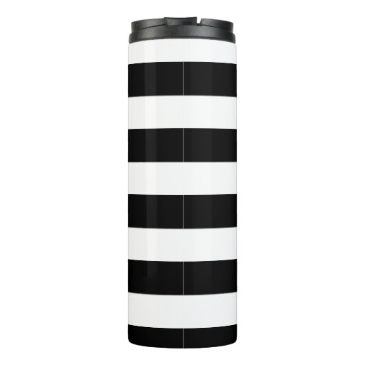 Stripes Black op elke kleur Tekst Thermosbeker (Achterkant)