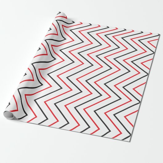 Stripes Black Red Chevron Verticaal stripe Patroon Cadeaupapier (Uitgerold)
