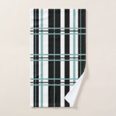 Stripes Black White, Blauwgroen doekset Bad Handdoek (Handdoek)