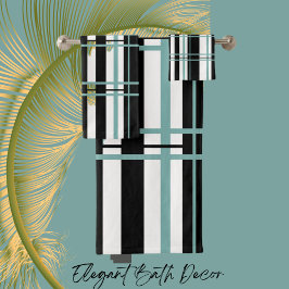 Stripes Black White, Blauwgroen doekset Bad Handdoek