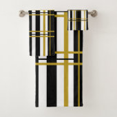 Stripes Black White, Gold Bath-handdoekset Bad Handdoek (Insitu)