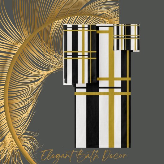 Stripes Black White, Gold Bath-handdoekset Bad Handdoek