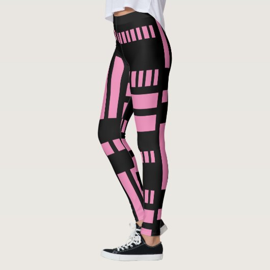 Stripes.Black Wit 01 Roze BG Leggings (Links)