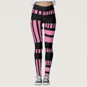 Stripes.Black Wit 01 Roze BG Leggings (Voorkant)