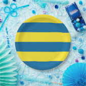 Stripes | Blauw & Geel |  Papieren Bordje (Feest)