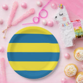 Stripes | Blauw & Geel |  Papieren Bordje (Feest)