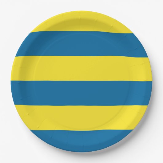 Stripes | Blauw & Geel |  Papieren Bordje (Voorkant)