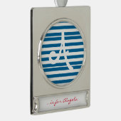 Stripes | Blauw & Wit | | Verzilverd Banner Ornament (Rechts)